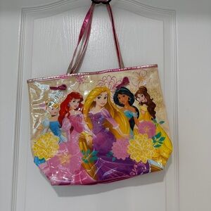 Disney Princess Tote Bag Ariel Rapunzel Jasmine Belle Girls Pink Shoulder Bag